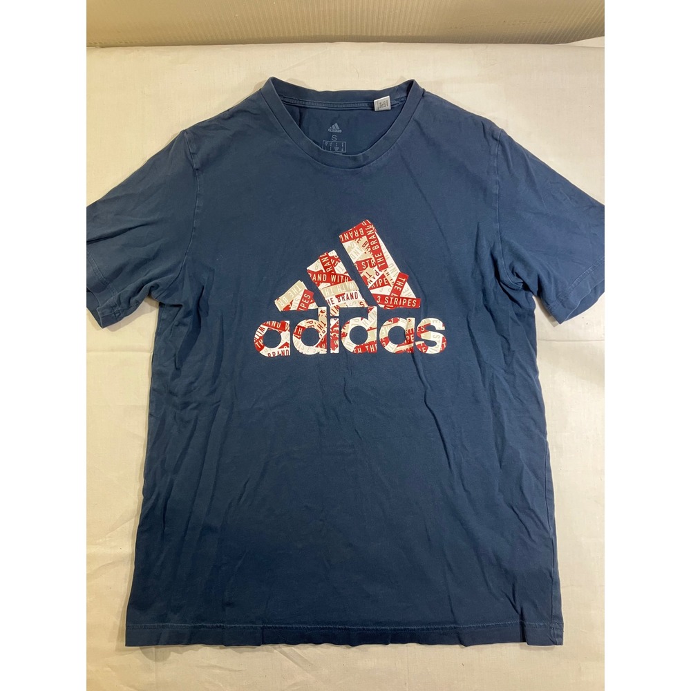 Adidas Mens Blue Graphic Logo Short Sleeve Cotton T-Shirt‎ GL3702 Size S